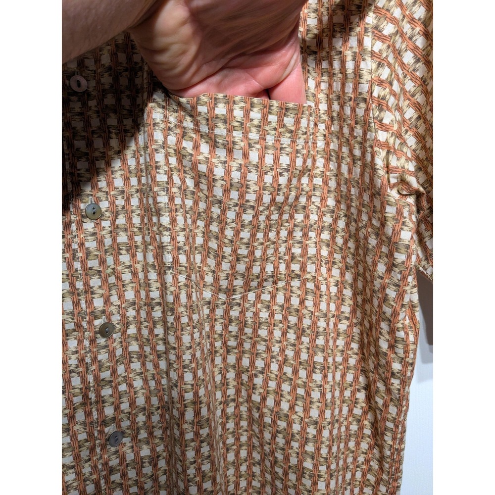 Vtg Tori Richard Shirt Men L Brown Geometric Cotton Lawn Hawaiian Aloha Camp EUC - Picture 4 of 14